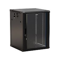 Hyperline TWB-0666-GP-RAL9004 Шкаф настенный 19-дюймовый (19"), 6U, 367x600х600мм, стеклянная дверь 